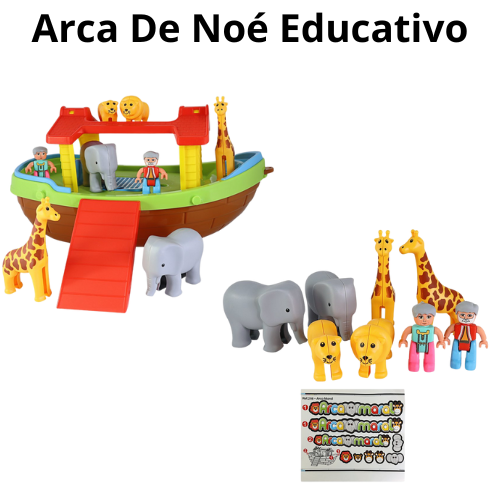 Arca de Noé para Montar com 2 Bonequinhos e 6 Animais