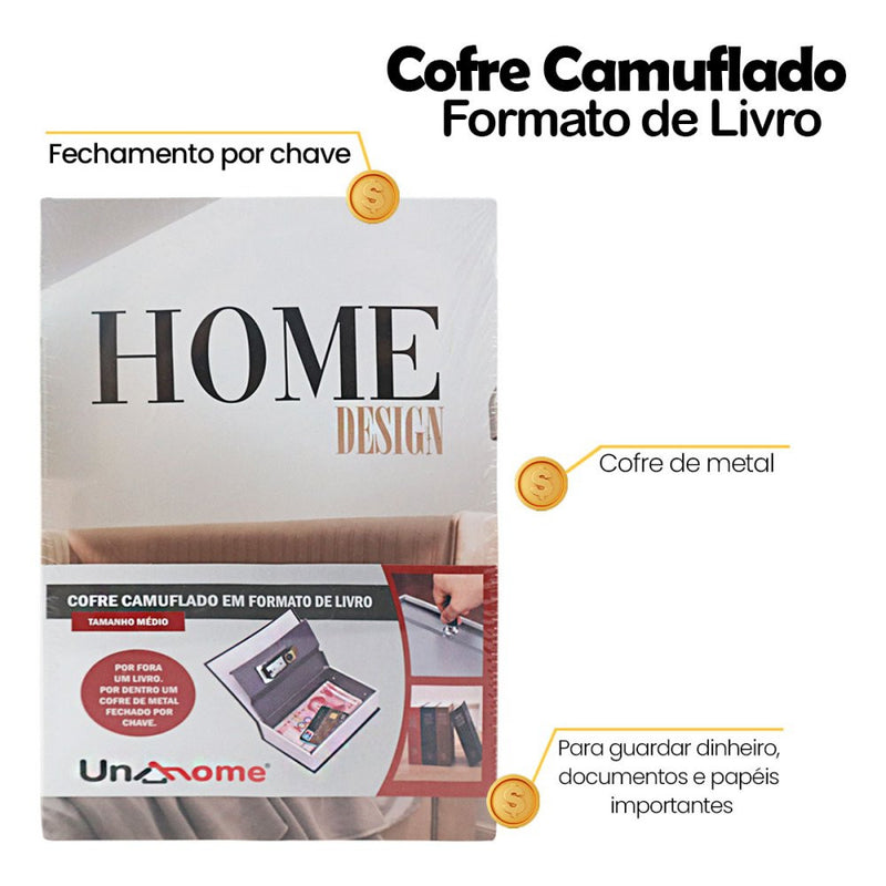 Cofre Camuflado Formato Livro Porta Joias Com Chave